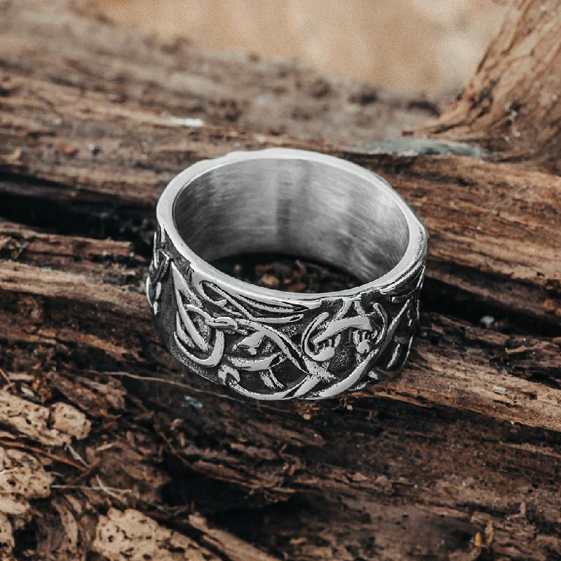 Birthstone rings for family connection gifts-Knotwork Ring, Stainless Steel