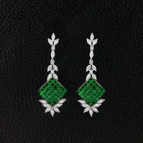 Classic silver earrings for everyday wear-Tsavorite & Diamond Dangle Earrings