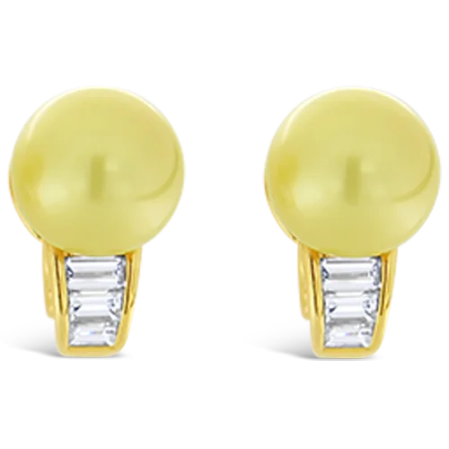 Unique wire earrings for contemporary design lovers-Golden Pearl & Diamond Earrings