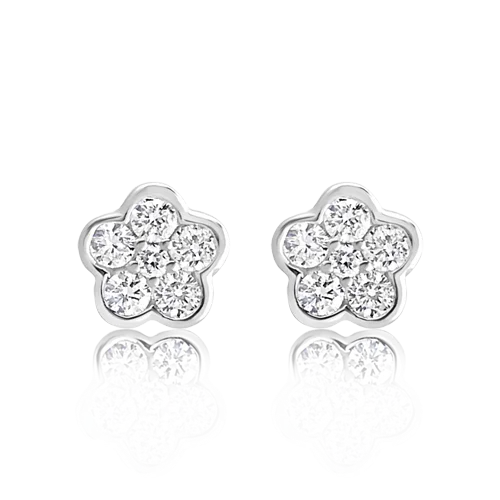 Personalized couple’s earrings for matching styles-Diamond Flower Earrings