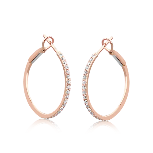 Elegant teardrop earrings for a refined look-Diamond & Rose Gold Hoop Earrings