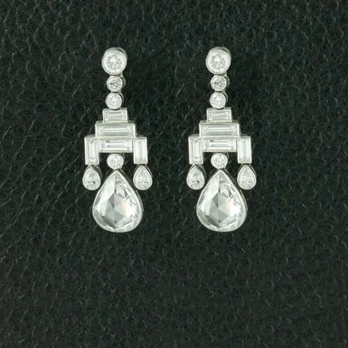 Luxury diamond stud earrings for timeless style-Art Deco Style Diamond Earrings