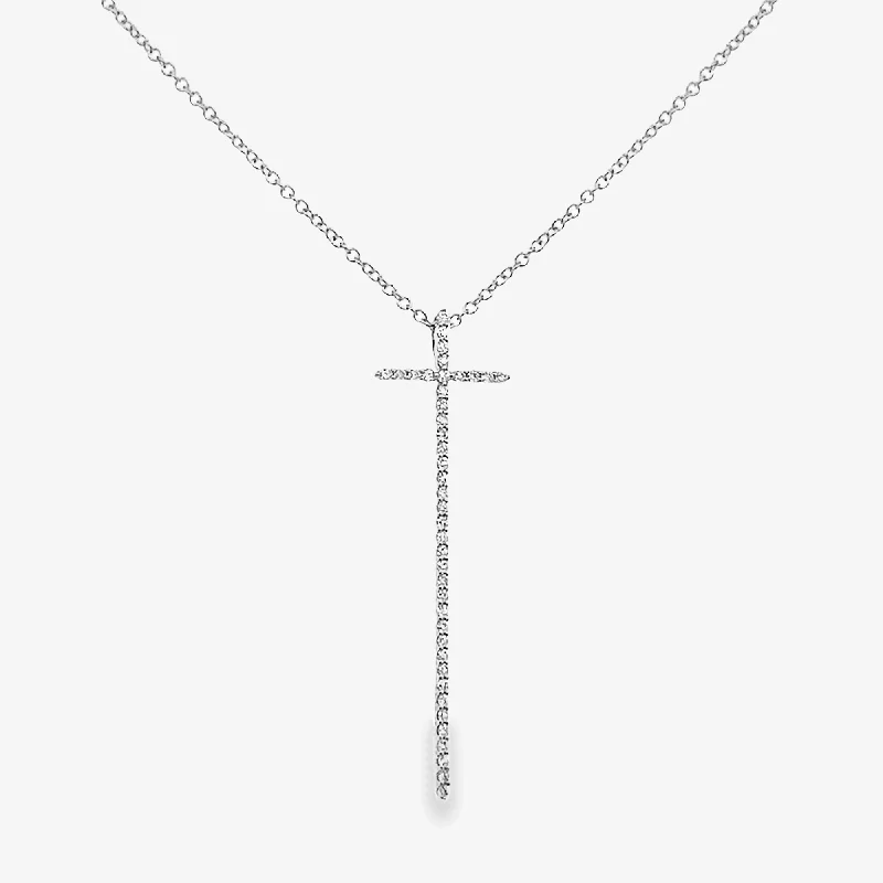 Crystal-encrusted necklaces for sparkling beauty-Elongated Cross Necklace