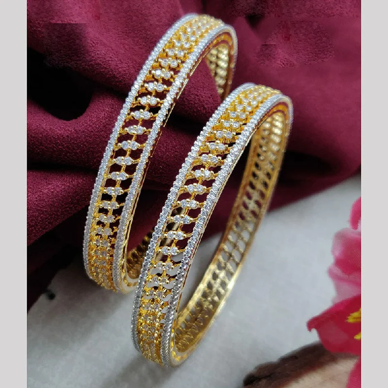 Handmade beaded bangles for artisanal charm-Vivah Creations Gold Plated American Diamond  Bangle Set