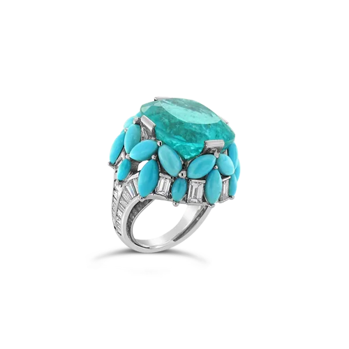 Adjustable rings for a perfect fit-Pariaba, Turquoise & Diamond Ring