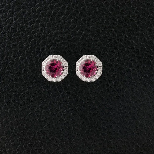 Luxury gold hoop earrings for upscale fashion-Pink Tourmaline & Diamond Earrings