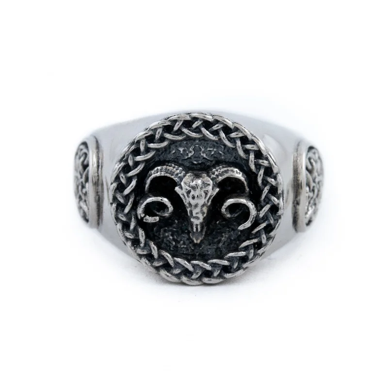 Bohemian gemstone rings for free-spirited fashion-Weaved "Celtic Aries" Ring