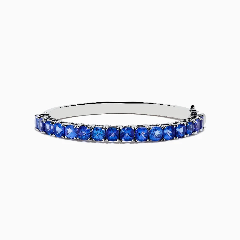 Custom engraved metal bracelets for memorable gifts-Nahla Siri 925 Silver Tanzanite Bangle