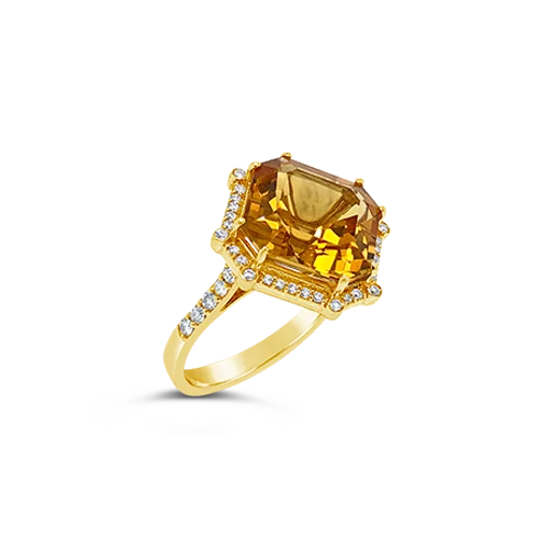 Artistic wire-wrapped rings for creative design-Citrine & Diamond Ring