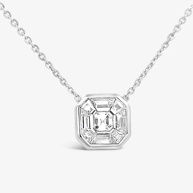 Custom photo necklaces for sentimental value-Invisible Set Square Diamond Small Necklace