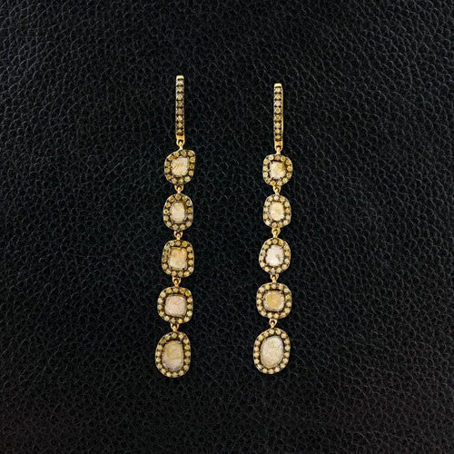 Modern geometric hoop earrings for contemporary looks-Yellow Diamond Slice Dangle Earrings