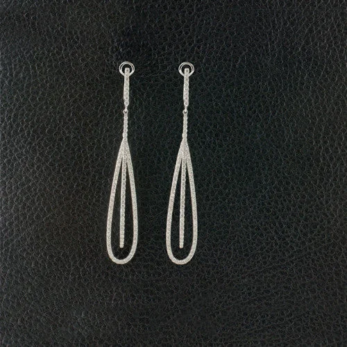 Designer earrings for luxury fashion collections-Elongated Pear shaped Diamond Dangle Earrings