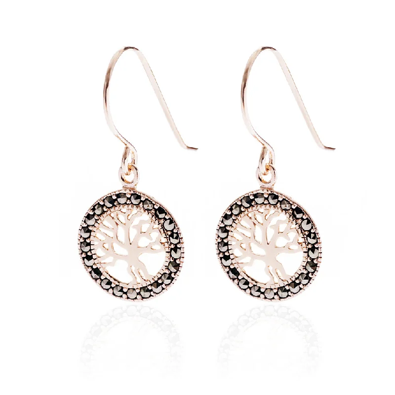 Rose gold earrings for romantic charm-Nine Worlds Earrings, Rose Gold