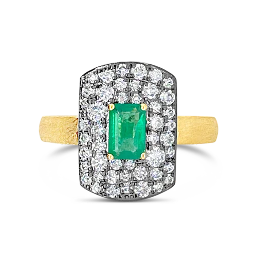 Adjustable rings for a perfect fit-Emerald & Diamond Ring