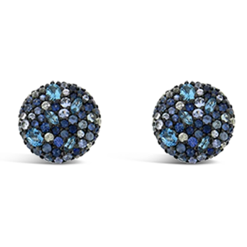 Custom engraved birthstone stud earrings for gifts-Sapphire & Blue Topaz Earrings