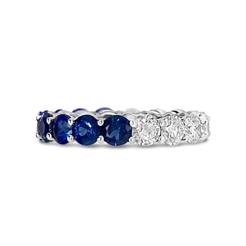 Luxury diamond rings for special occasions-Sapphire & Diamond Eternity Band