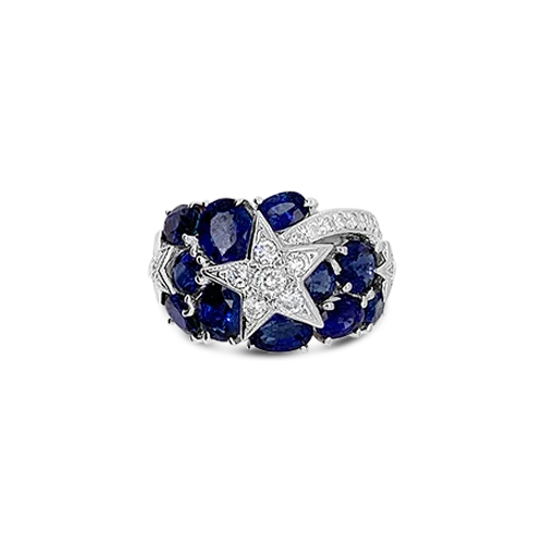 Men's gold rings for sophisticated fashion-Sapphire & Diamond Star Ring