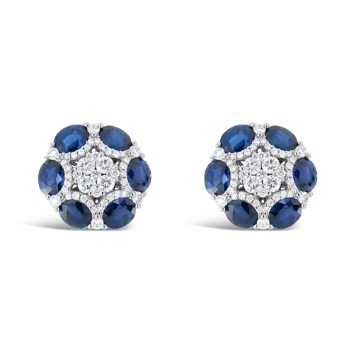 Custom design earrings for personalized style-Sapphire & Diamond Earrings