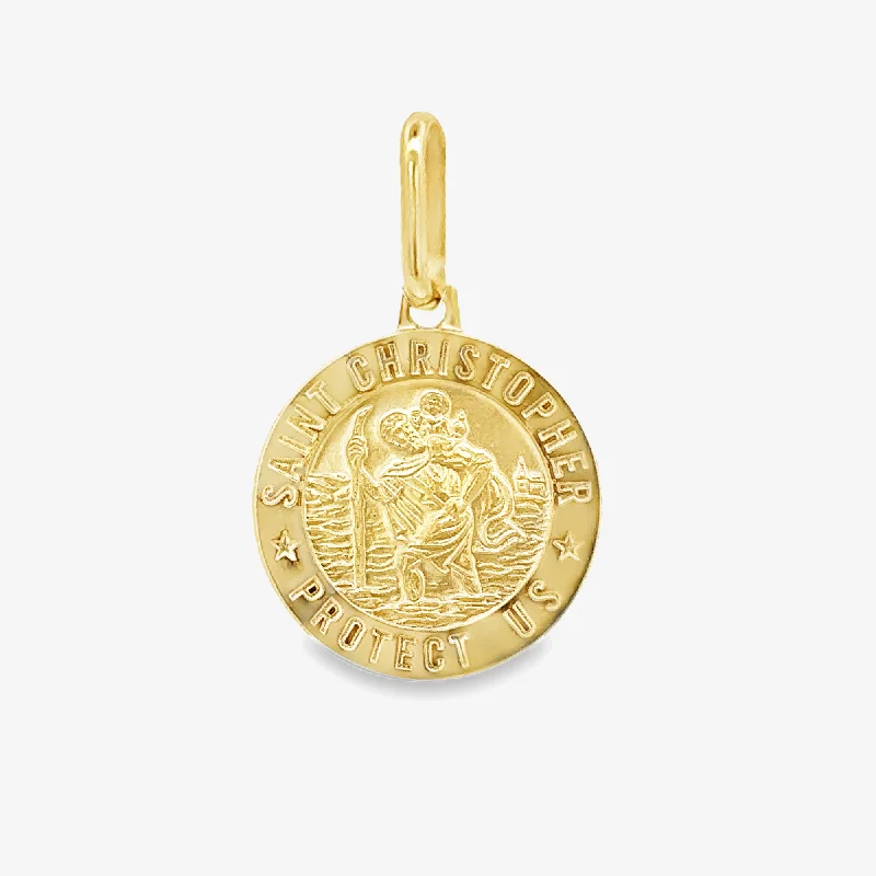 Gold-plated necklaces for a luxurious look-Saint Christopher Round 1" Medallion Pendant