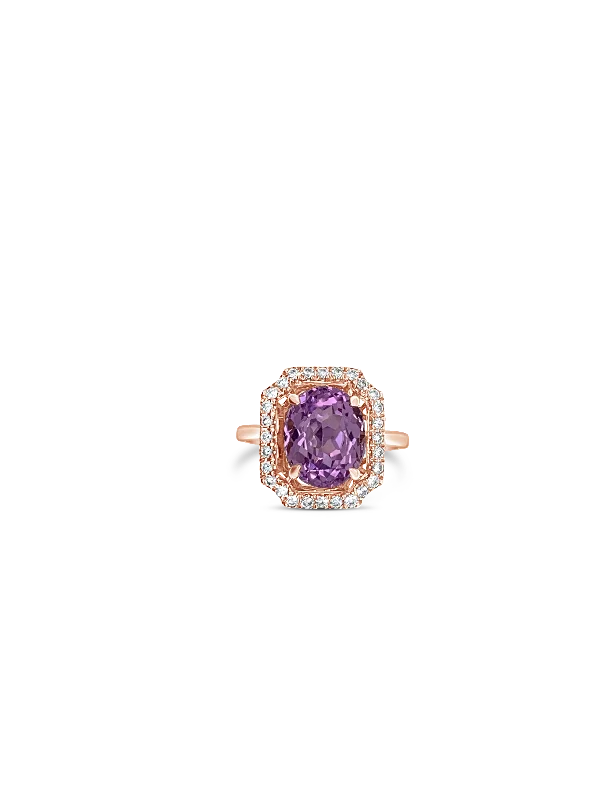 Minimalist gold rings for sleek elegance-Kunzite & Diamond Ring