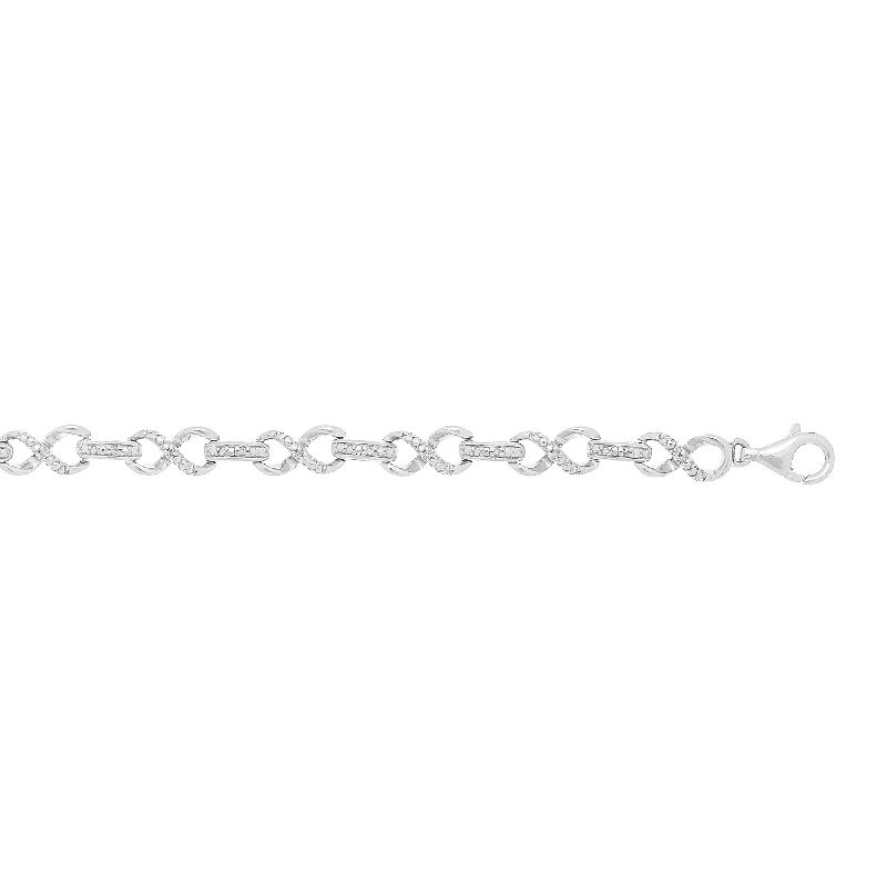 Custom friendship bracelets for best friends-Silver Infinity .10ct Diamond Accent Link Bracelet