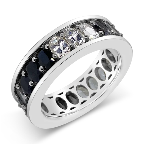 Gold wedding rings for timeless commitment-White, Black & Gray Sapphire Ring