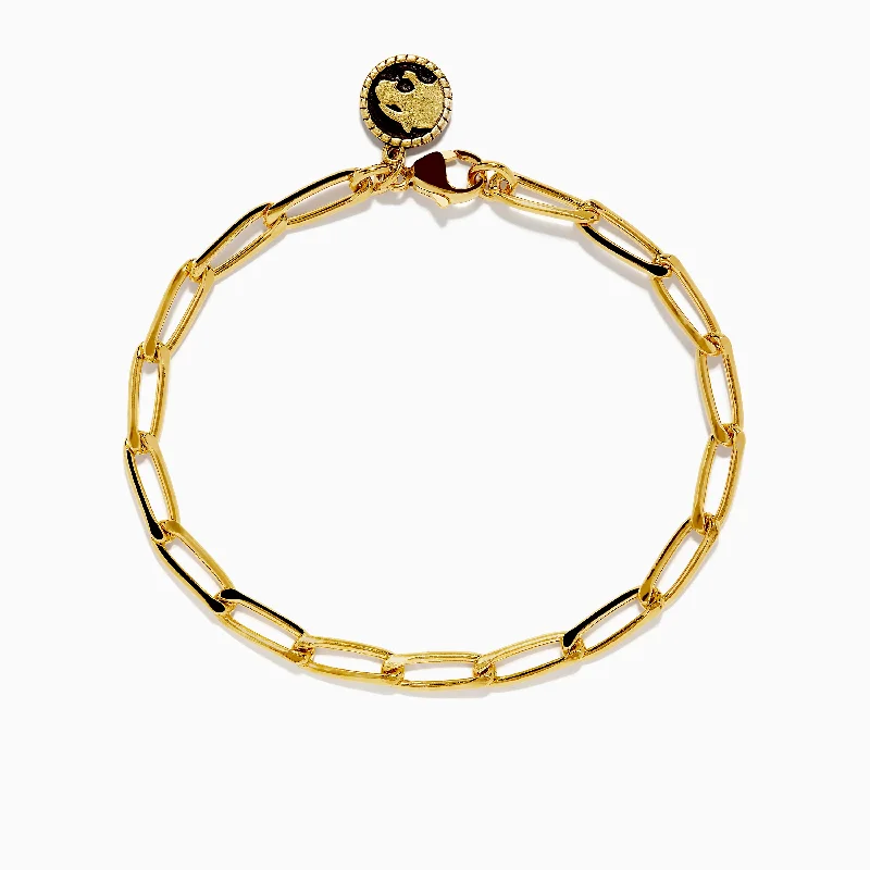 Eco-conscious bracelets for sustainable fashion-Unisex 925 Gold Plated Sterling Silver 8" Paper Clip Bracelet