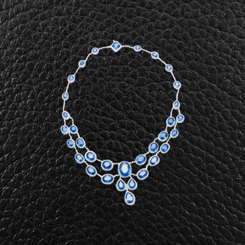 Sparkling cubic zirconia necklaces for luxury-Sapphire & Diamond Necklace