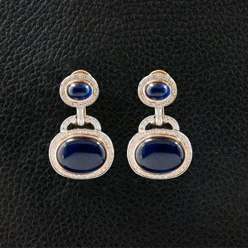 Pearl stud earrings for classic sophistication-Sapphire & Diamond Earrings