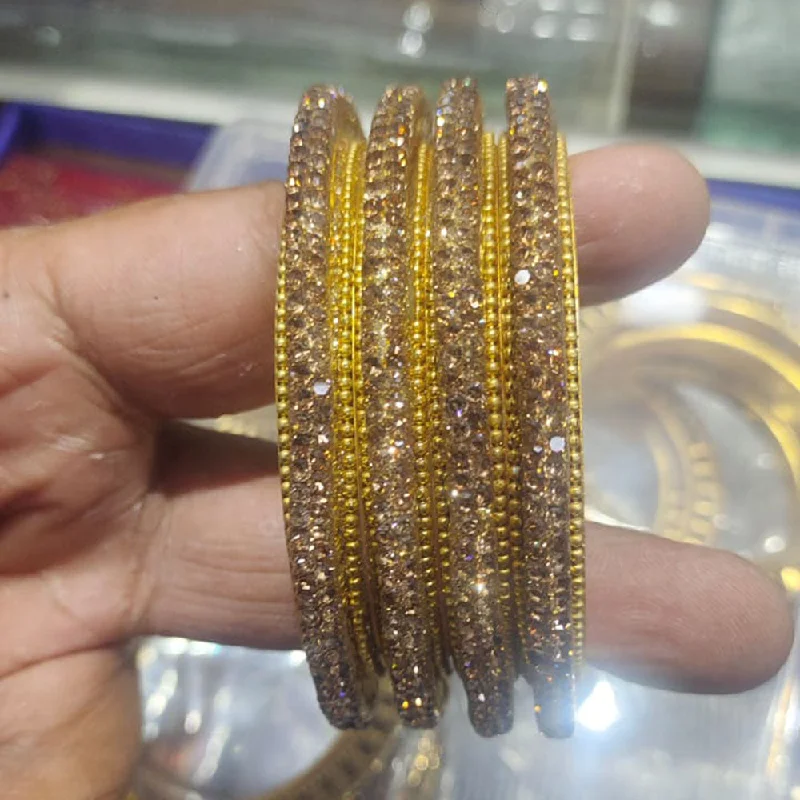 Modern cuff bangles for trendy style-Kiran Bangles Gold Plated Austrian Stone Bangles Set