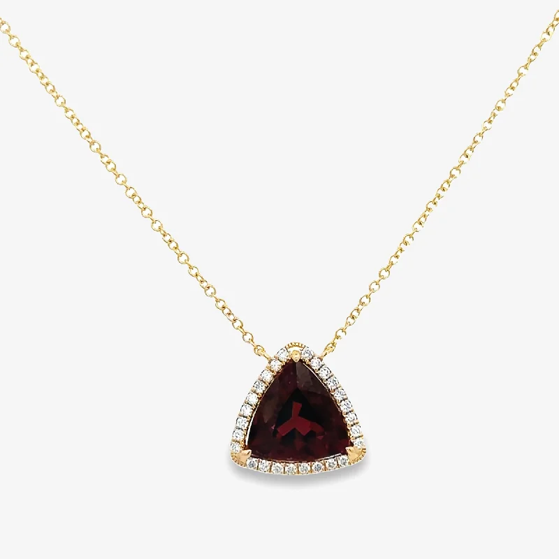 Colorful enamel necklaces for fun, vibrant style-2.94ct Rubellite Tourmaline & Diamond Halo Necklace