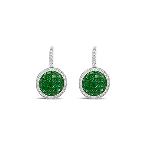 Art deco earrings for vintage-inspired glamour-Tsavorite & Diamond Earrings