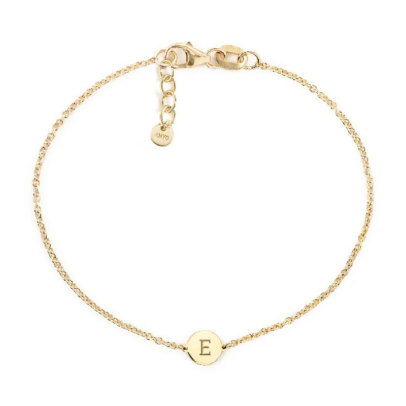 Double chain bracelets for layered looks-Engraved Tiny Disc Bracelet