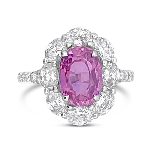 Personalized anniversary rings for a special gift-Pink Sapphire & Diamond Ring