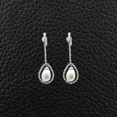 Classic diamond earrings for luxury fashion-Natural Pearl & Diamond Earrings