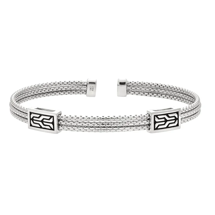 Gold chain bracelets for luxurious fashion-Rhodium Finished Sterling Silver 3 Cable Bracelet