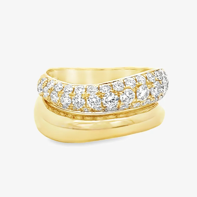 Vintage wedding rings for nostalgic charm-Pave' Double Curved Ring