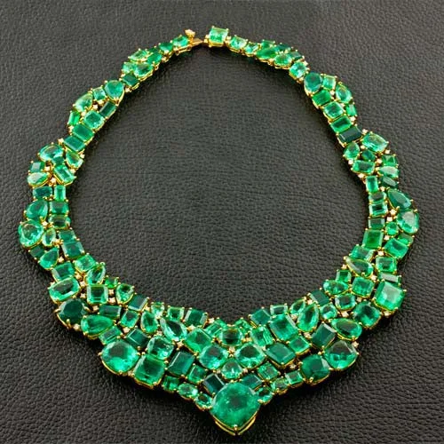 Modern cross necklaces for faith-based fashion-Multi-Emerald Bib Necklace