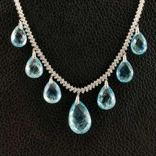 Diamond-encrusted pendants for luxury fashion-Aquamarine & Diamond Necklace