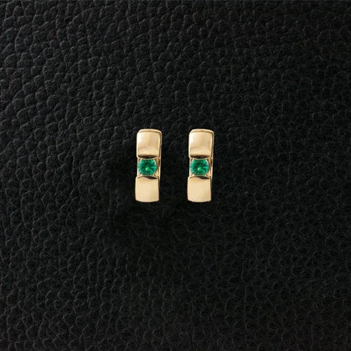 Drop earrings for elegant sophistication-Emerald Huggie Earrings