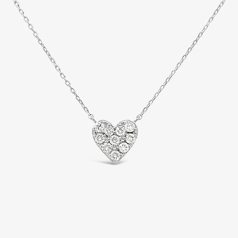 Infinity symbol necklaces for eternal love-Classic Pave Mini Heart Diamond Necklace