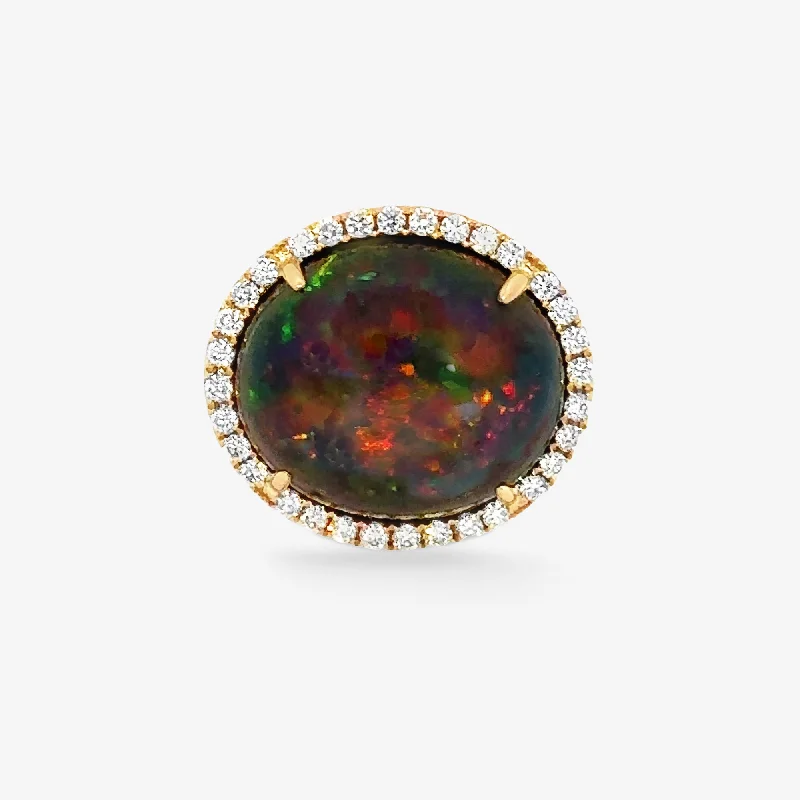 Pearl rings for classic, sophisticated beauty-9.60CT Black Opal Halo Ring