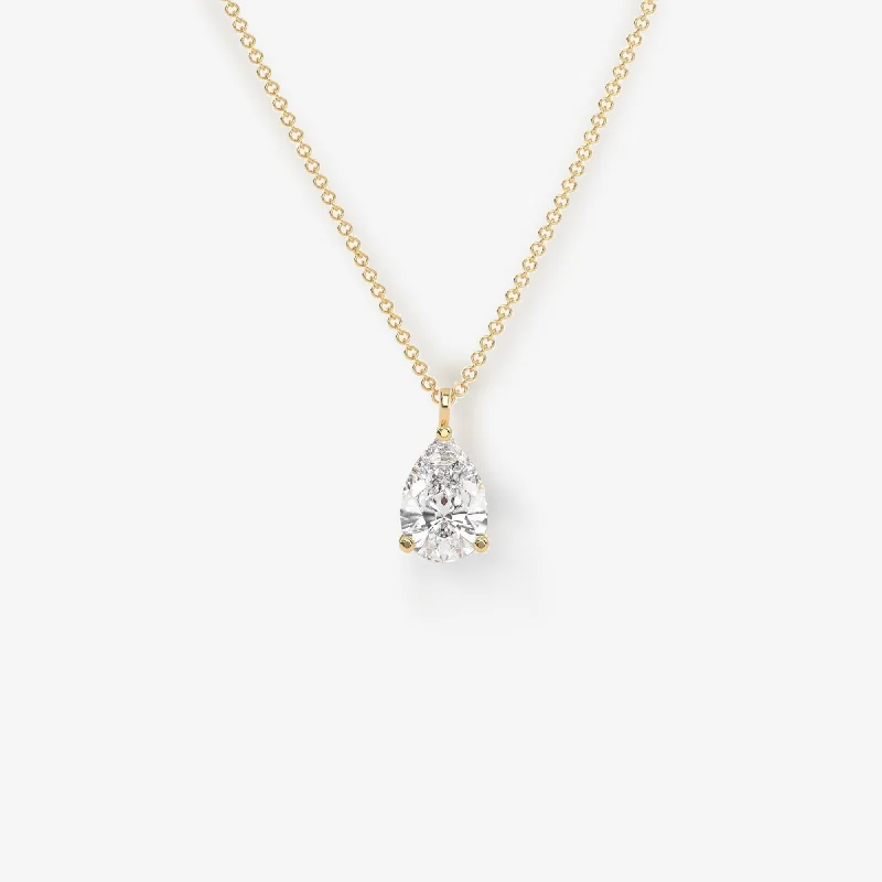 Diamond-studded necklaces for luxury fashion-0.30CT Pear Shape Solitaire Necklace