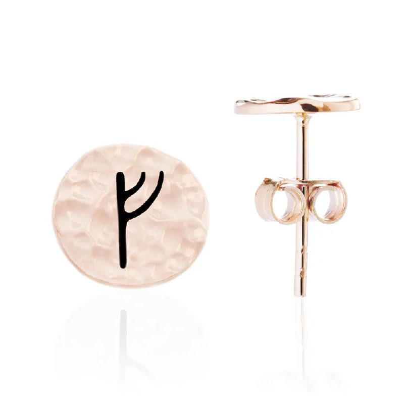 Simple silver earrings for classic appeal-Choose Your Rune Earrings, Rose Gold