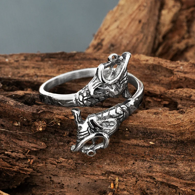 Custom engagement rings for unique proposals-Lindworm Ring, Stainless Steel