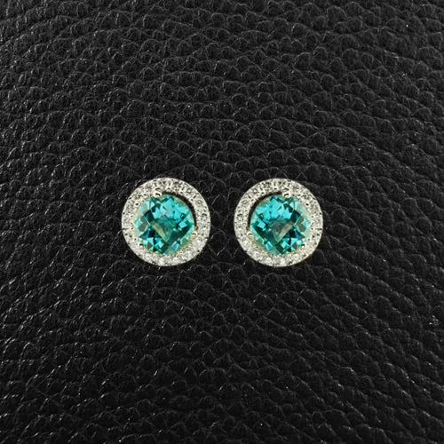 Luxury gold hoop earrings for upscale fashion-Sky Blue Topaz & Diamond Earrings