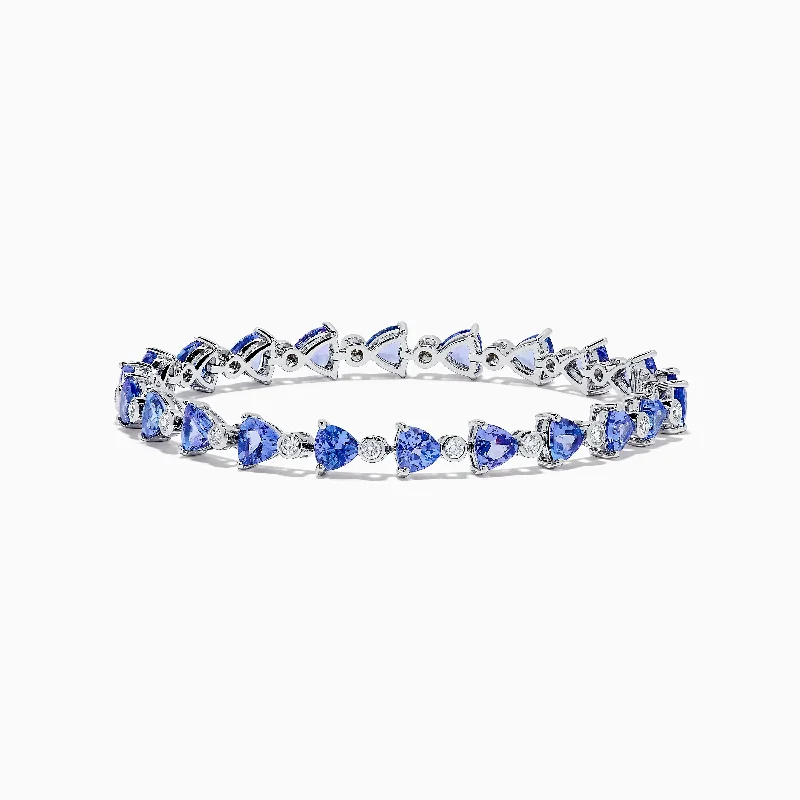 Sports team charm bracelets for fan jewelry-Tanz Royale 14K White Gold Tanzanite and Diamond Bracelet