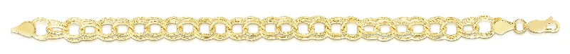 Gold chain bracelets for luxurious fashion-14K Gold 8mm Large Double Link Charm Bracelet