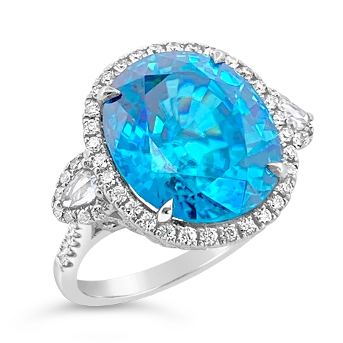 Wedding rings with diamonds for luxury-Blue Zircon & Diamond Ring