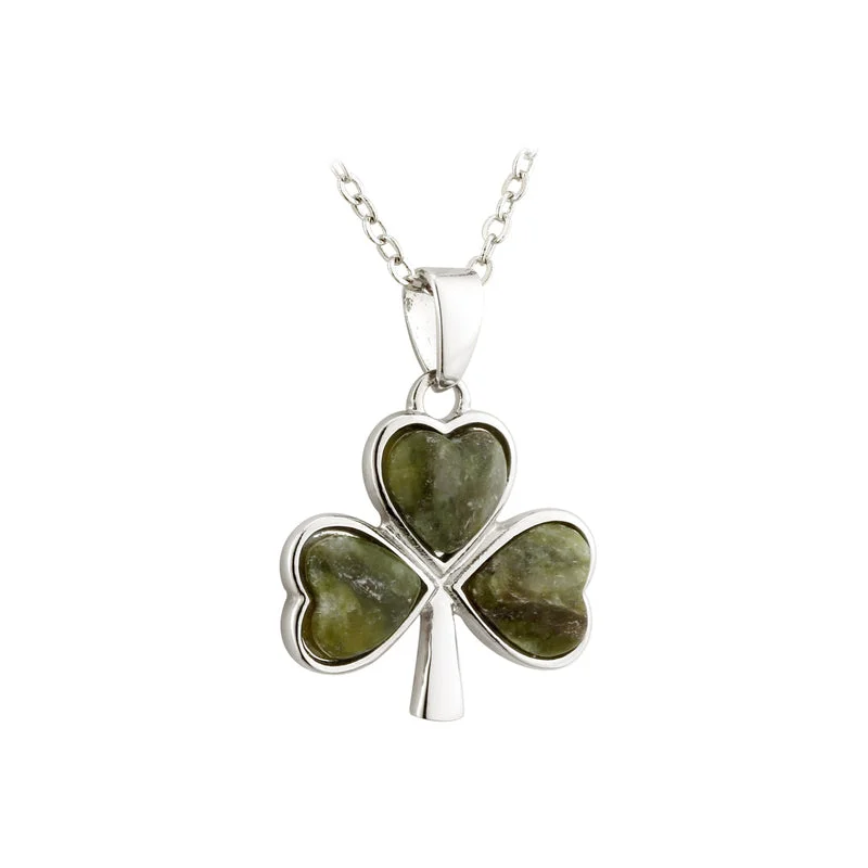 Modern minimalist necklaces for sleek style-Connemara Marble Shamrock Pendant